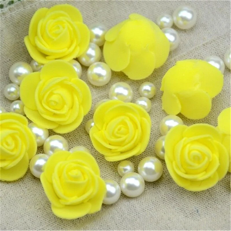 100pcs/lot Mini PE Foam Rose Flower Head Artificial Handmade DIY Wedding Home Decoration Party Supplies Fake Flowers