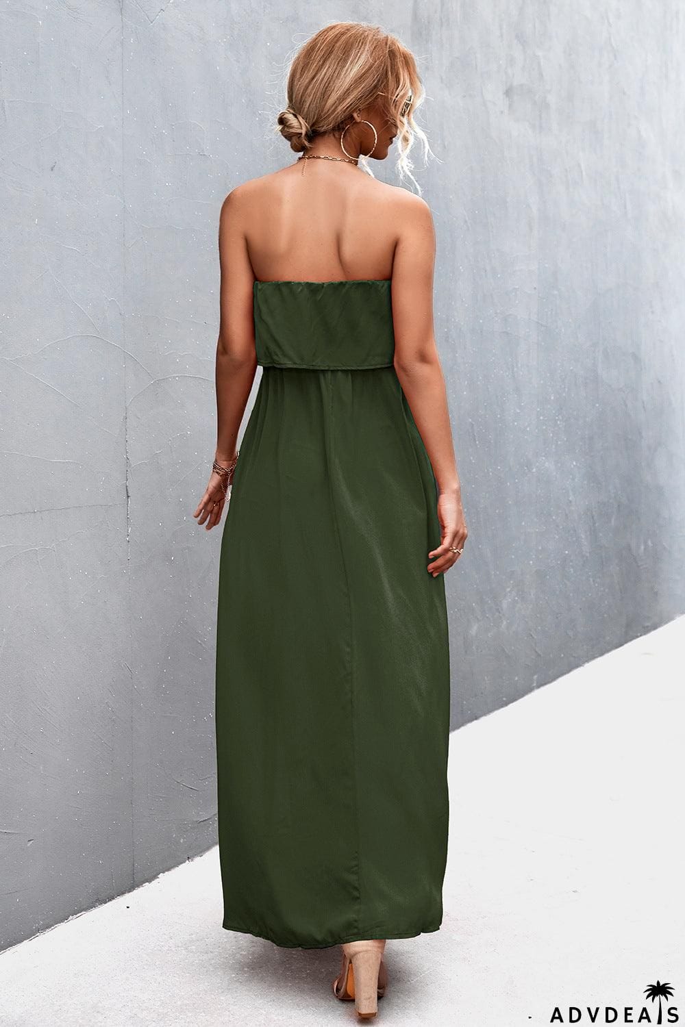 Strapless Split Maxi Dress
