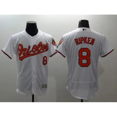 Orioles #8 Cal Ripken White Flexbase Authentic Collection Stitched MLB Jersey