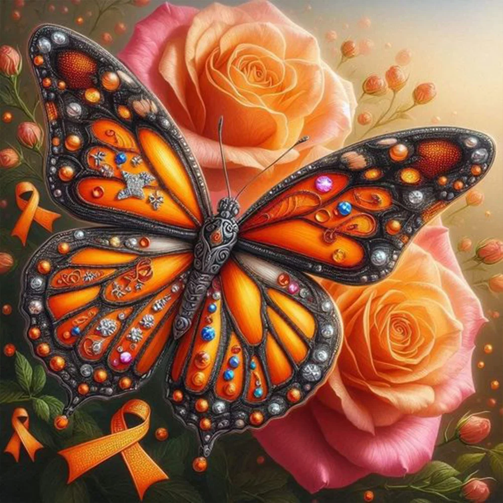 Diamond Painting - Full Round Drill - Butterfly(Canvas|30*30cm)