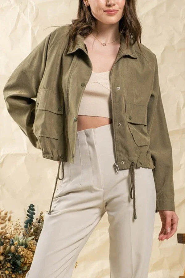 Brushed plaid lapel multi-button two-pocket midi jacket