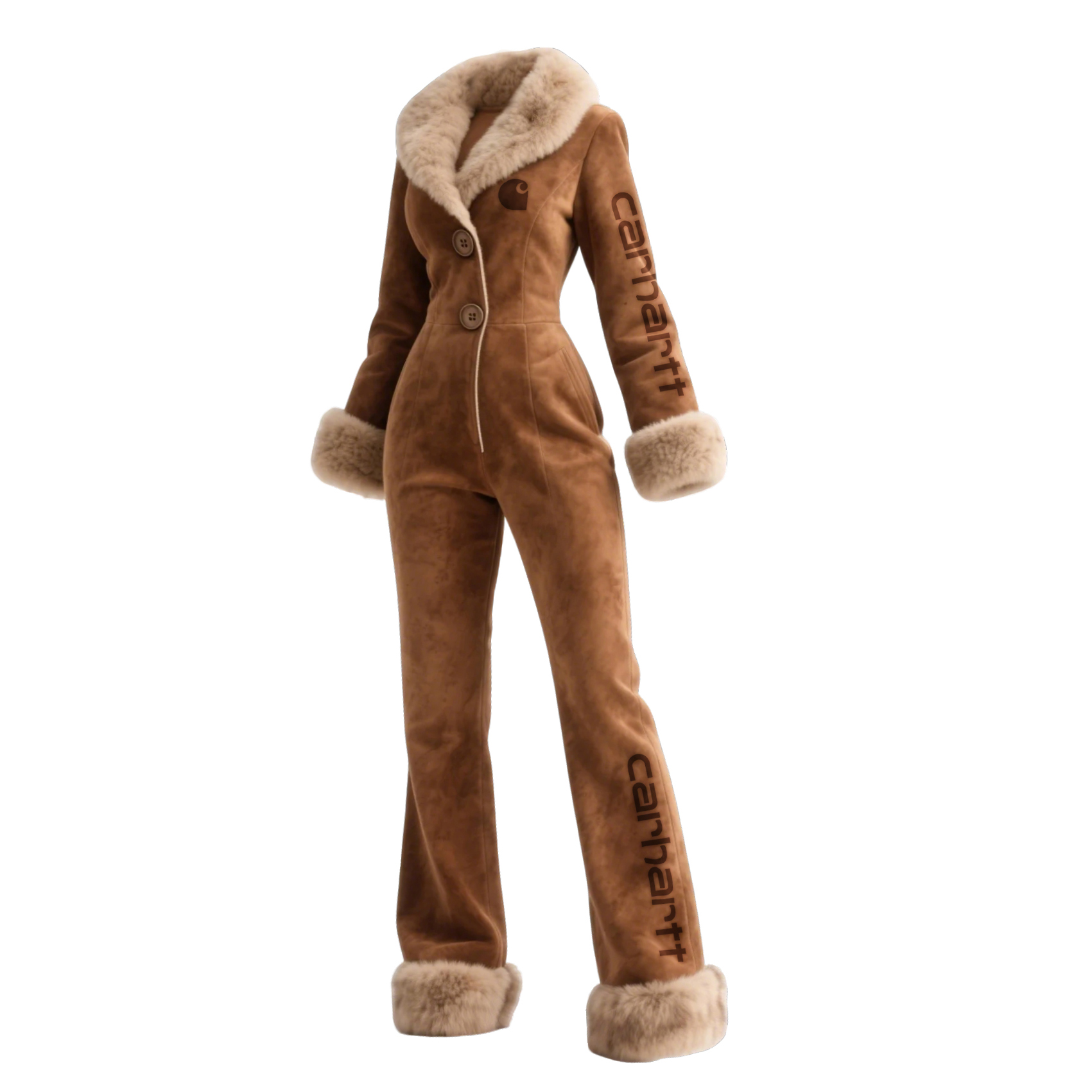 Women's Retro Suede Collar Long-Sleeved Jumpsuit