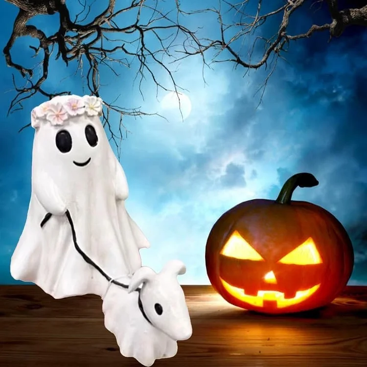 Halloween Ghost Walking Dog Statue👻