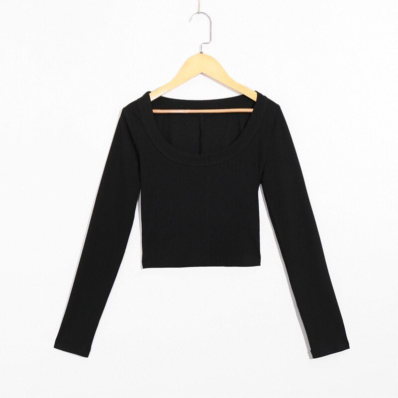 Spring women's sweater casual solid color round neck long sleeve thin slim sweater