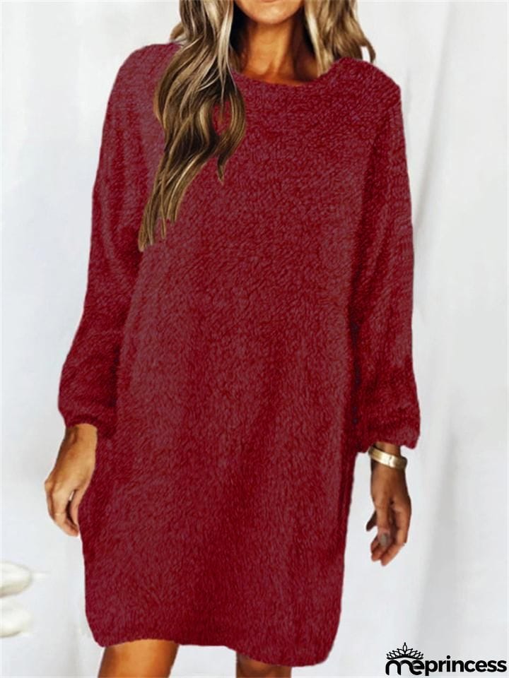 Women's Winter Casual Daily Wear Loose Thermal Plush Dresses
