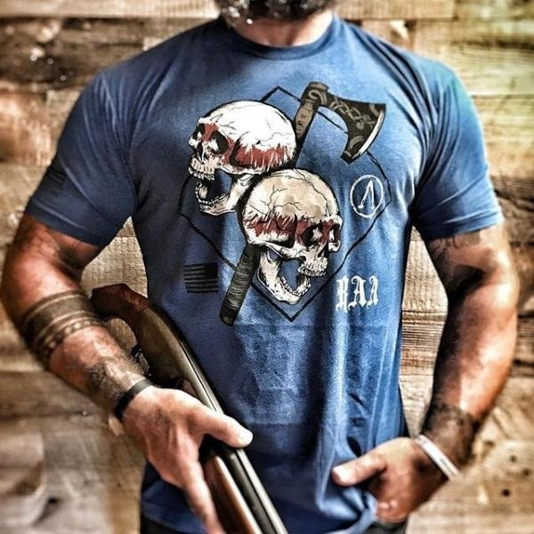 Men's round neck skull print short sleeve t-shirt