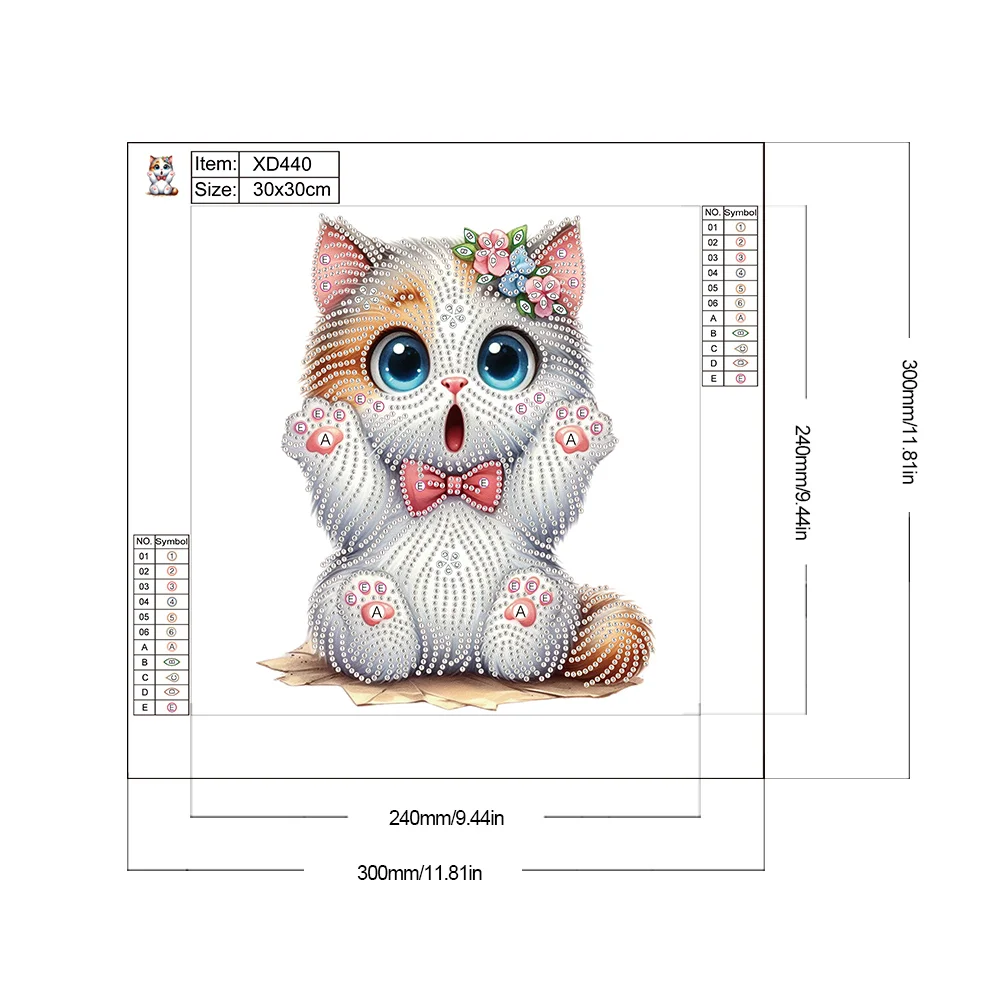 Diamond Painting - Partial Special Shaped Drill - Surprised Kitty(Canvas|30*30cm)