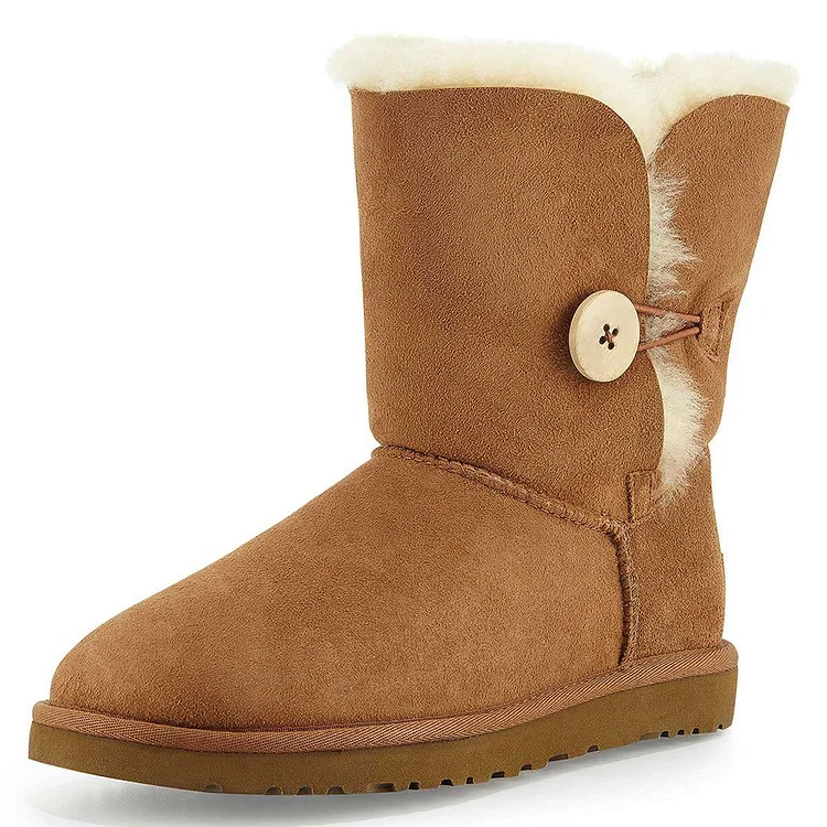 Camel Vegan Suede Flat Winter Boots |FSJ Shoes