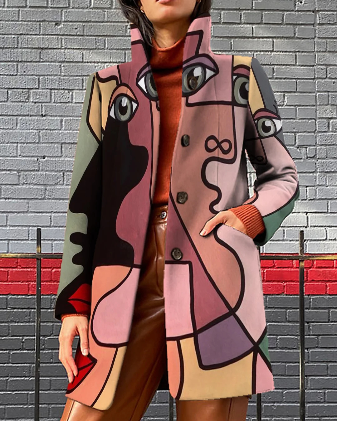 Women's Fashion Painted Casual Coat 88ac