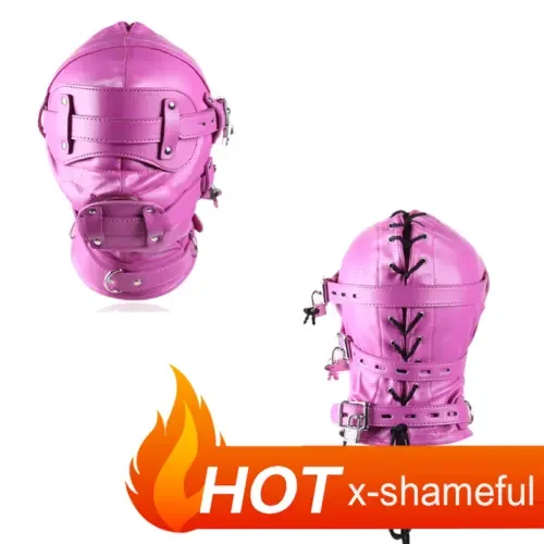 pornhint Pornhint PU Leather Head Harness Detachable Blindfold Mouth Gags Hood Mask Binding Slaver Libido