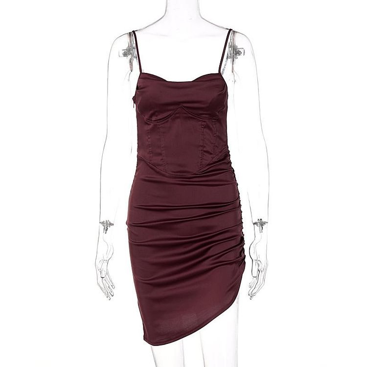 Promsstyle Low cut ruched mini slip dress Prom Dress 2023