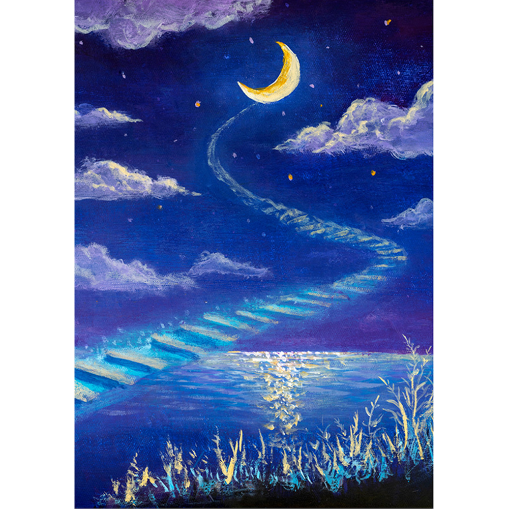 

30*40CM-Round Drill Diamond Painting-Moon Night, 501 Original