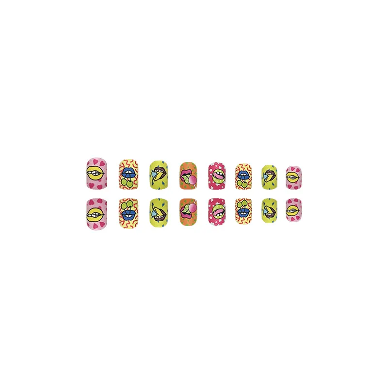 Churchf Churchf Color Lip Lollipop Nail Sweet Cool Fake Nails Retro Wind Fake Nails Wear Fake Nails
