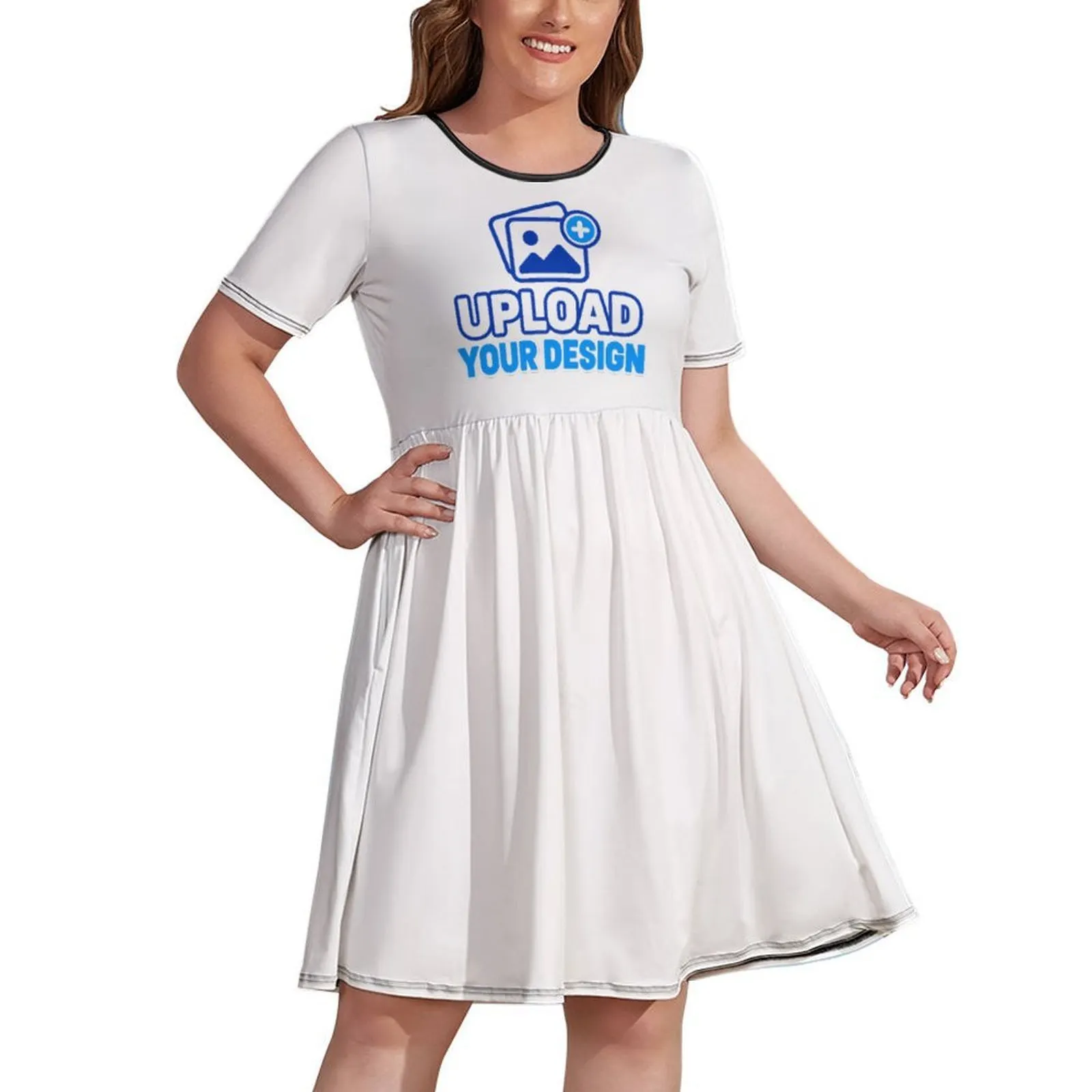 Custom Plus-Size Short-Sleeve High-Waist Dress product image 7
