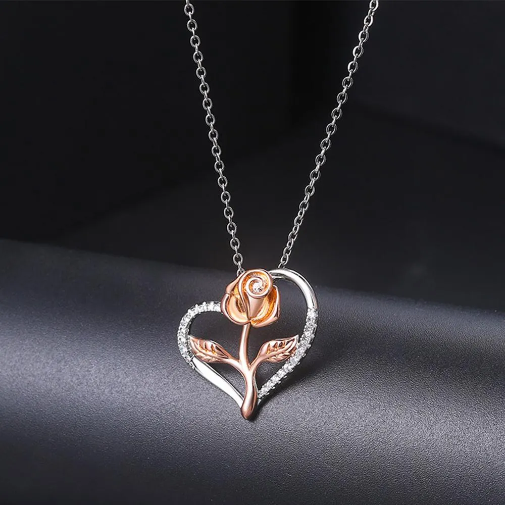 Heart Necklace Romantic Rose Necklace Love Gifts for Her