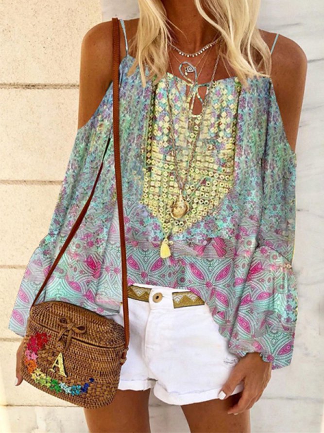 Floral Chiffon Printed Shirts & Tops Zaesvini