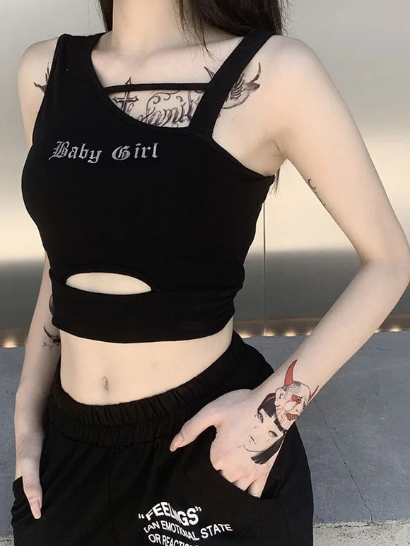  Gothic Tops Cotton Retro Crop Tops Novameme