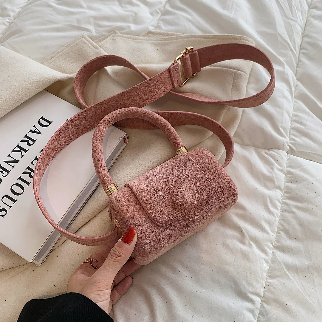 էѧӧܧ Small Vintage Faux suede Underarm Baguette Shoulder Crossbody Bags For Women 2021 Winter Simple Handbags and Purses