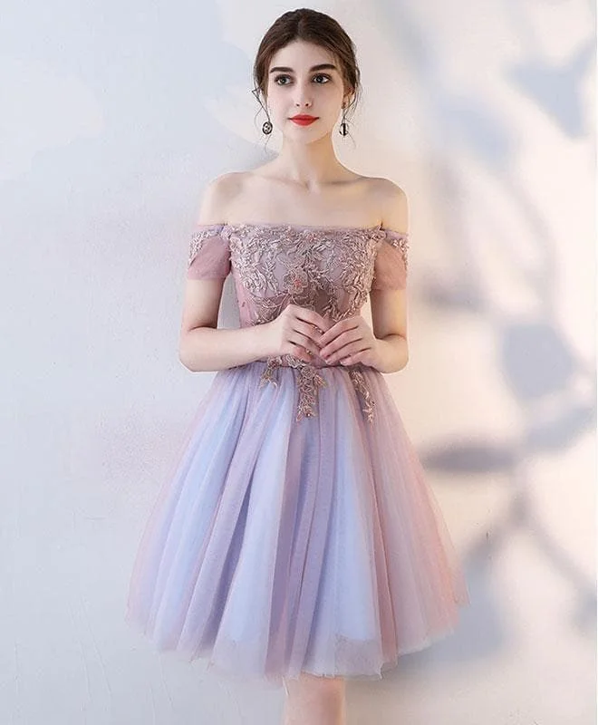 Cute Lace Off Shoulder Short Prom Dress