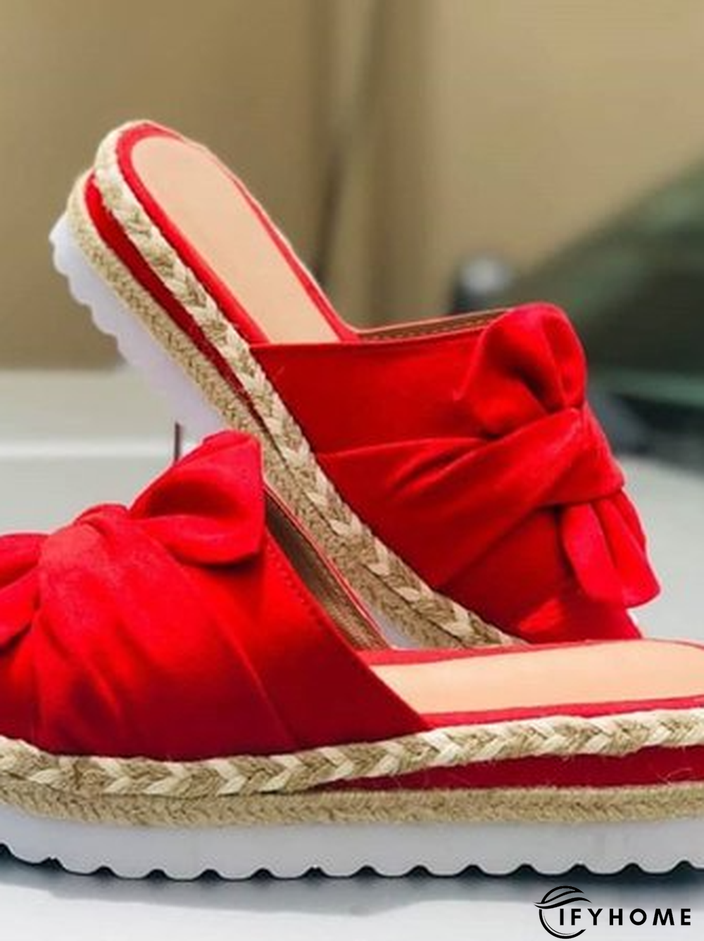 Women Casual Daily Comfy Bowknot Slip On Sandals | IFYHOME