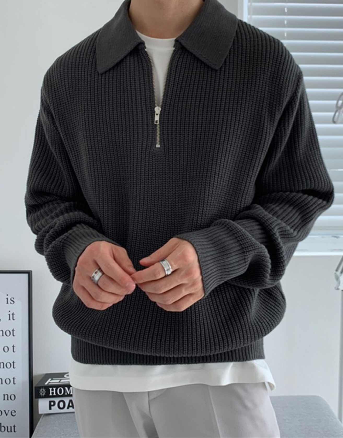 Knitted Vertical Striped Polo Shirt / TECHWEAR CLUB / Techwear