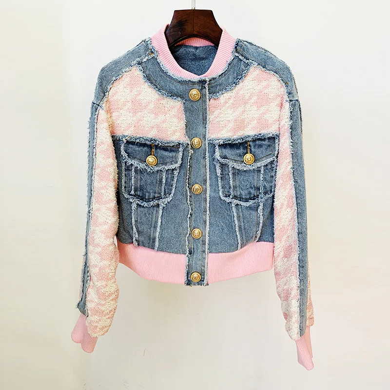 Nigikala Nigikala New Thousand Bird Cowboy Splicing Loose Side Baseball Uniform Jacket Jacket