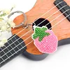 Full Bead Embroidery Keychain Pink Stawberry Printed Craft Gifts(3.5x4.5cm)
