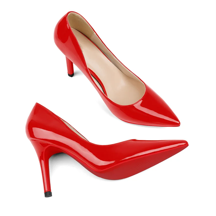 Women's Heels Pumps Pointed Toe,Red 3.94 Inch Sexy