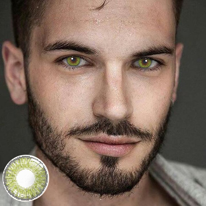 Men's 3 Tone Gemstone Green Colored Contacts