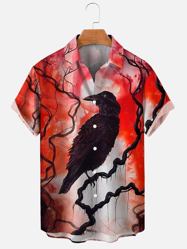 Men's Halloween Spooky Scary Raven Curse Art Print Shirt