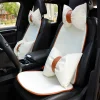 Minimalism White Brown Car Used PU Leather Cushion Linen Seat Cover