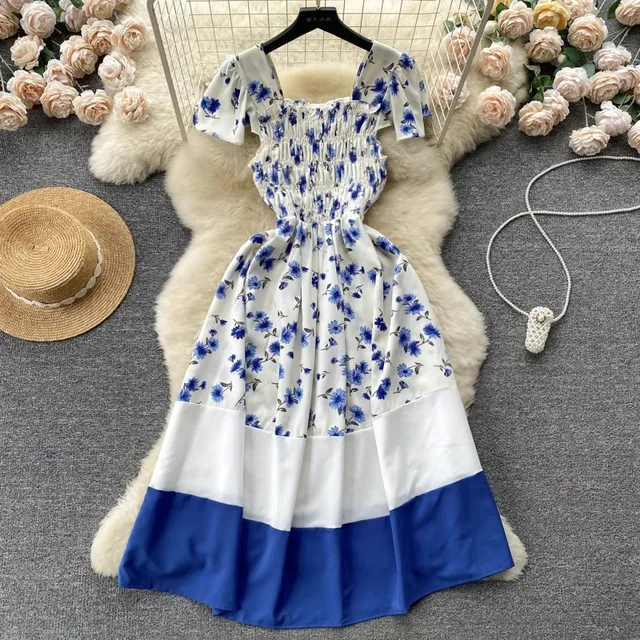 Women's Summer Outfits Casual Patchwork Floral Dress