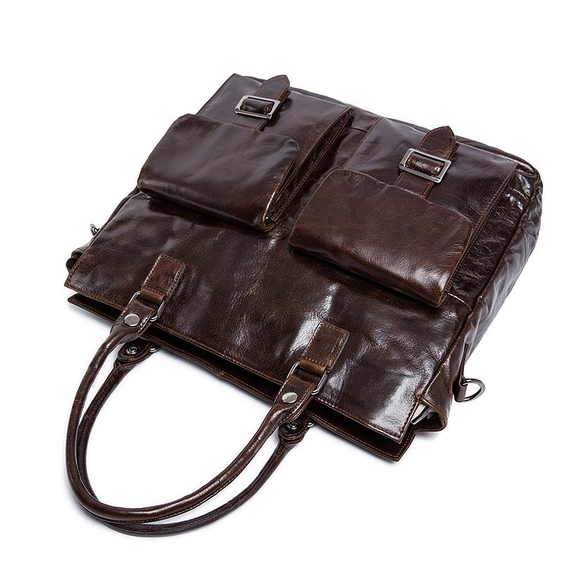 Retro Style Multi-Pocket Detachable Sling Strap 15.6 Inch Laptop Business Bag