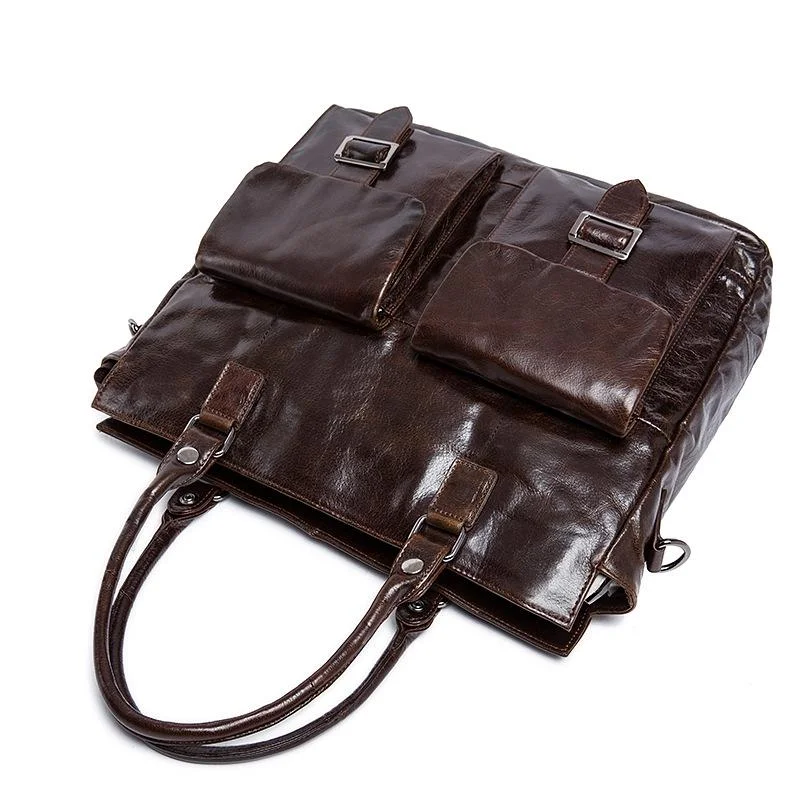 Retro Style Multi-Pocket Detachable Sling Strap 15.6 Inch Laptop Business Bag