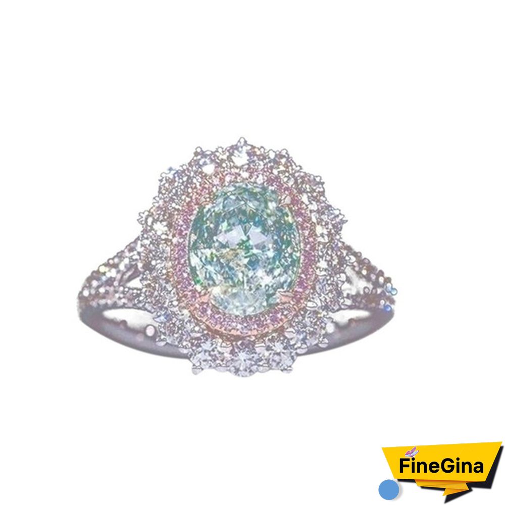 Crystal Diamond Ring Female Set with Green Topaz Gemstone Jewelry