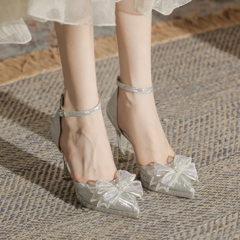 Churchf Churchf High Heels 2023 Spring And Autumn New Fine Heel Pointed Sexy Female Shoes Korean Version Joker High Heel Wedding Shoes