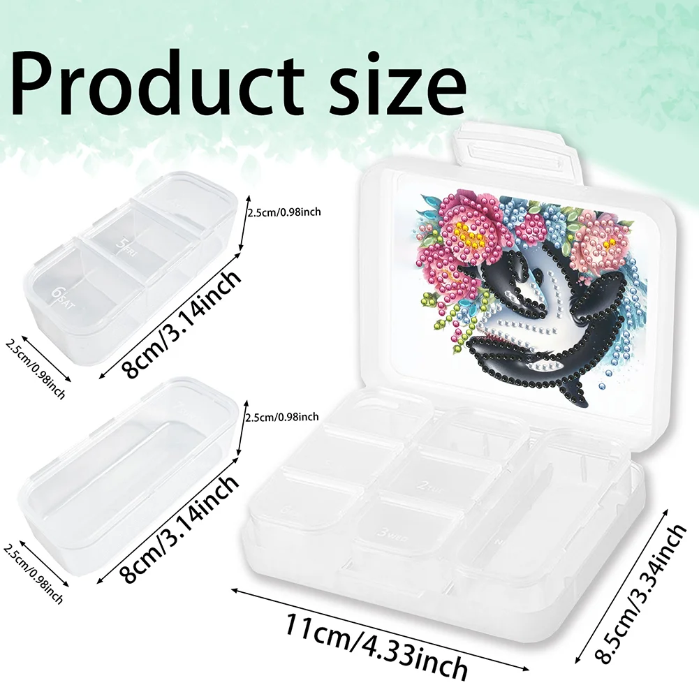 Shark Rhinestones Pill Storage Box Diamond Painting Pill Case for Art Craft