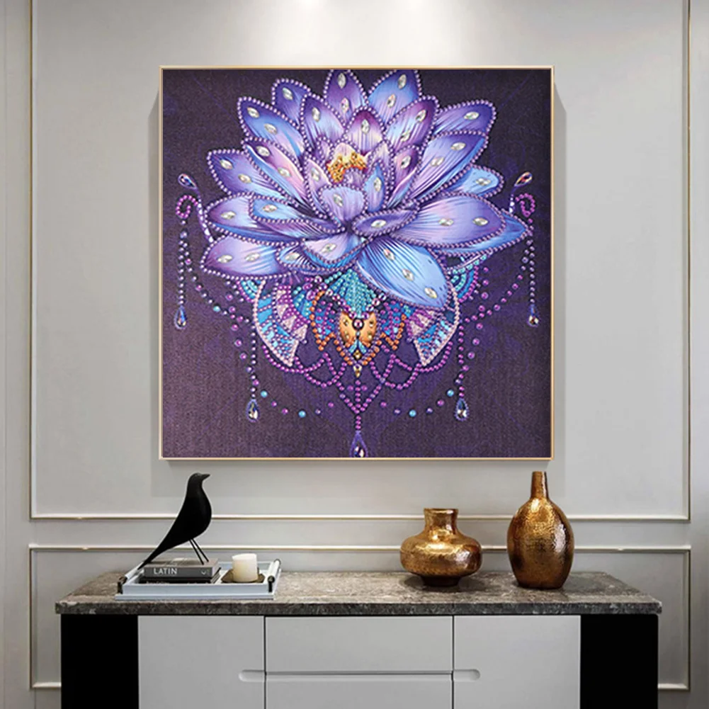 Diamond Painting - Special Shaped Drill - Purple Lotus(30*30cm)