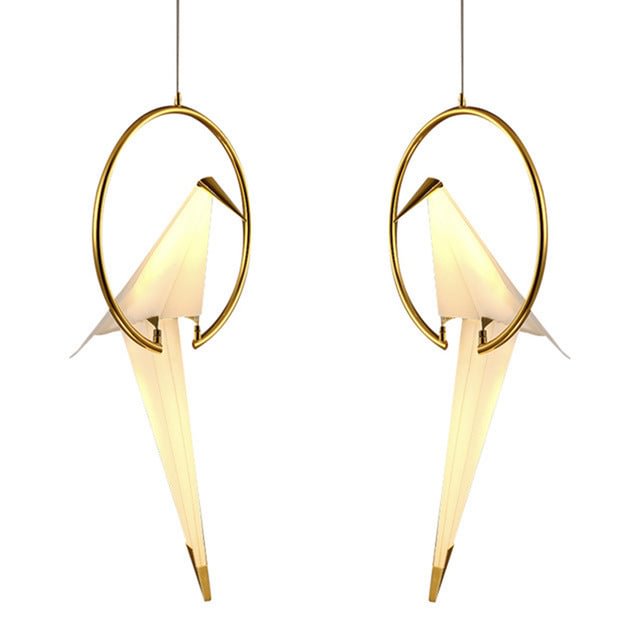 Modern Paper Crane Metal Chandelier For Restaurant Living Room Dining Room Children's Room LED Bird Design Pendant Lamp