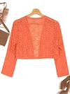 Fashionable Solid Color Lace Cardigan Top - Delicate Open Front, Sheer Three-Quarter Sleeves, Perfect for Everyday Chic Style - A Feminine & Lightweight Wardrobe Staple for Women