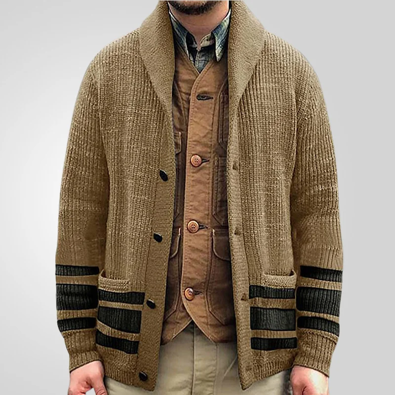 Uveng Uveng Men's Dress Thicker Knitted Jersey Clip Long-Sleeved Sweater Jacket SY0119