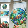 (Upgrade Size)DIY Diamond Painting Art Double Sided Effect Pendant Colorful Stained Glass Hanging Ornament Kit(Sea Turtle)
