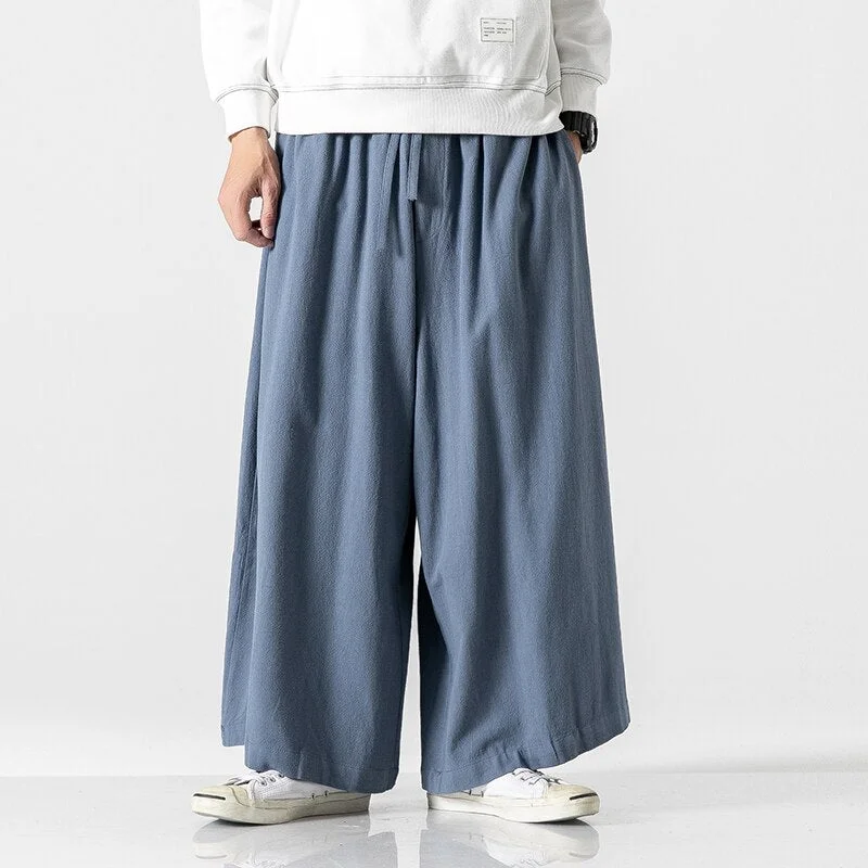 Autumn Mens Causal Baggy Pants Fashion Solid Color Jogging Pants Men Cotton Loose Traditional Wide Leg Pants Woman Dropshipping