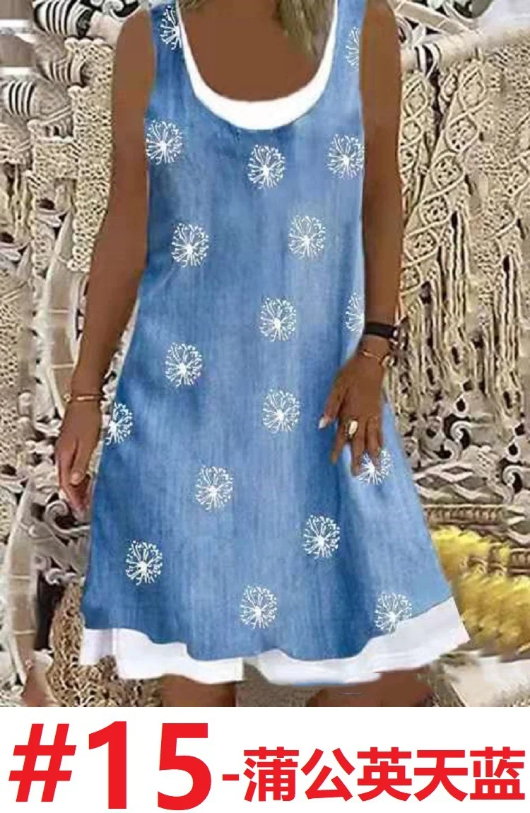 Nigikala Nigikala Women's 2025 Summer New Fashion Imitation Denim Vest Casual Print Sleeveless Top