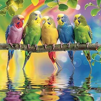 Rainbow Parrots - Diamond Painting