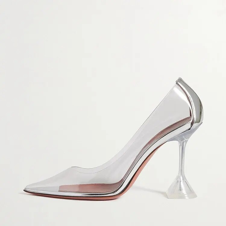 TAAFO Classy Pointed Toe Clear Heels Women's Stiletto Pumps Shoes 