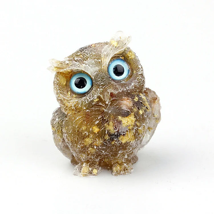 Natural Crystal Gravel Epoxy Owl Ornament | 168DEAL