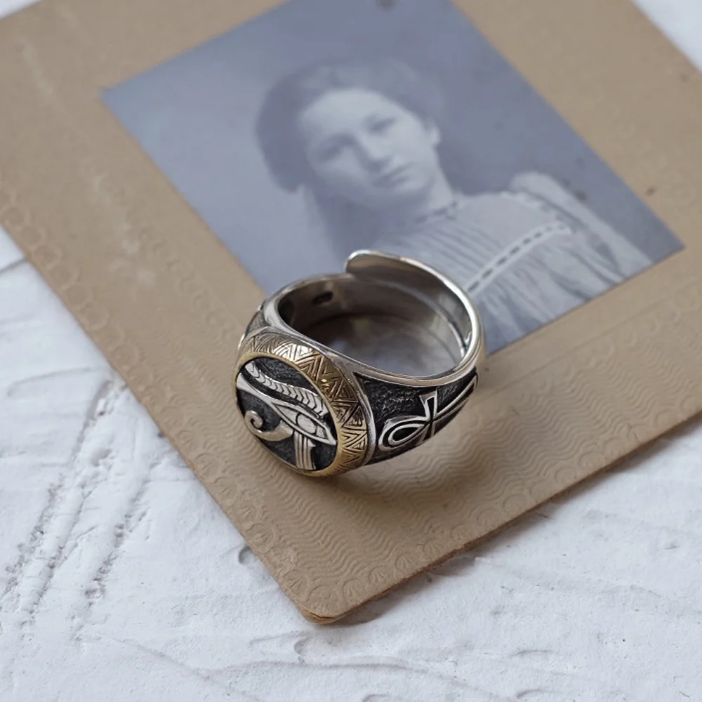 Egyptian Eye Of Horus Ankh Element Vintage Ring