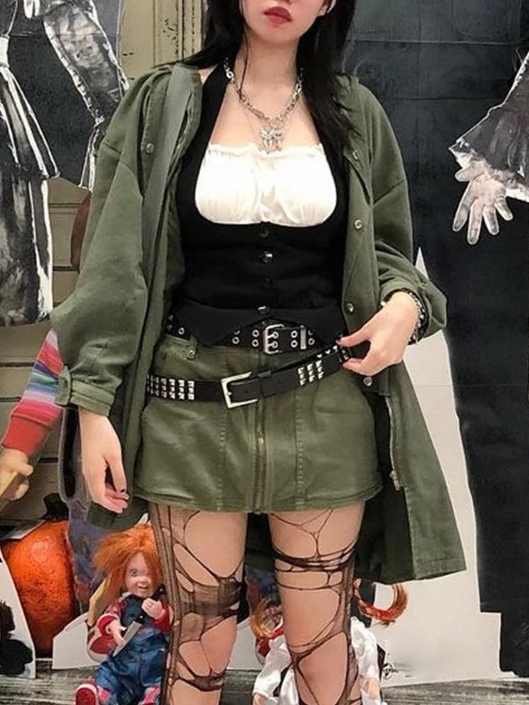 Rapcopter Y2K Patched Crop Top Button Frill Full Sleeve T Shirt Sweet Cute Grunge Fairycore Retro Tee Women Korean Cihc Tsihrt