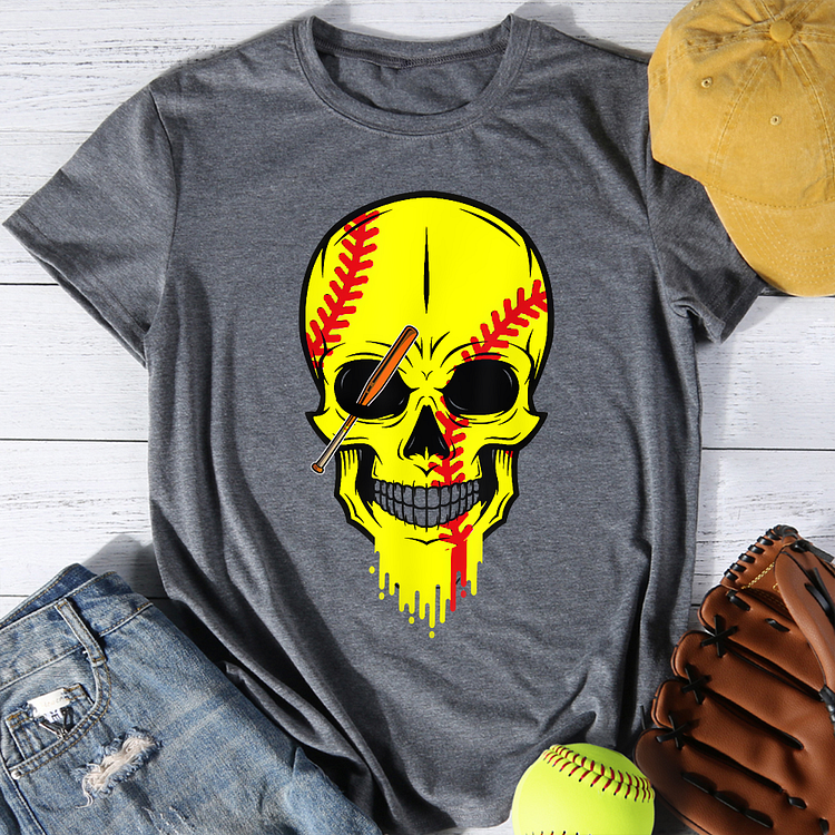 Matching Family Softball Skull Funny T-Shirt Tee-Annaletters